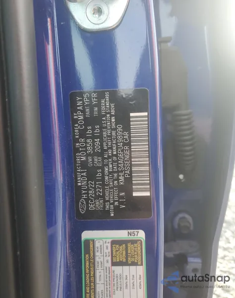 2023 Hyundai Elantra Sel z USA, uszkodzony, nr VIN KMHLS4AG6PU498990